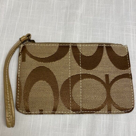 Coach Tan Bronze Brown Wristlet - Picture 1 of 6